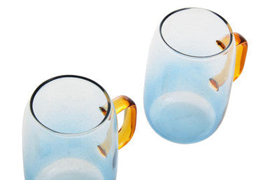 Glass Ombre Blue Pitcher and Cup Set