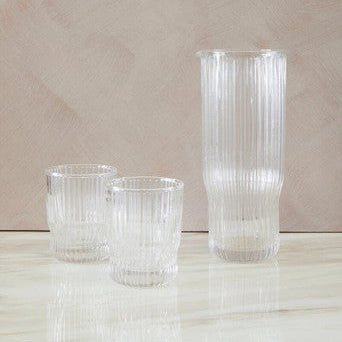 Ribbed Glass and Jug Three Piece Set