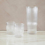 Ribbed Glass and Jug Three Piece Set