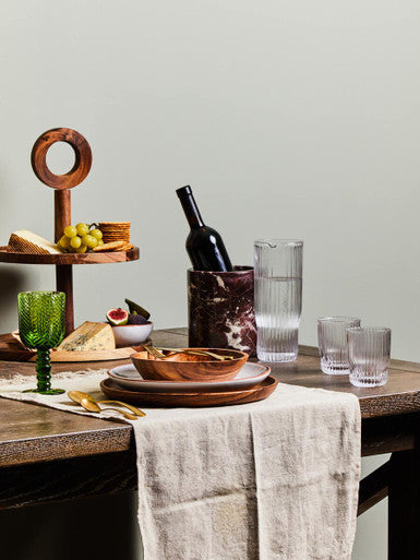 Ribbed Glass and Jug Three Piece Set