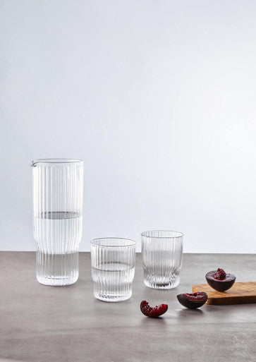 Ribbed Glass and Jug Three Piece Set