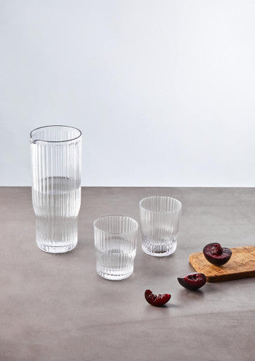 Ribbed Glass and Jug Three Piece Set