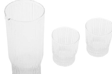 Ribbed Glass and Jug Three Piece Set