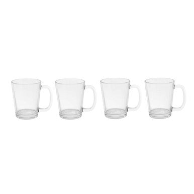 Set of Four Glass Clear Glass Mugs