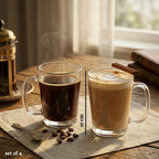 Set of Four Glass Clear Glass Mugs