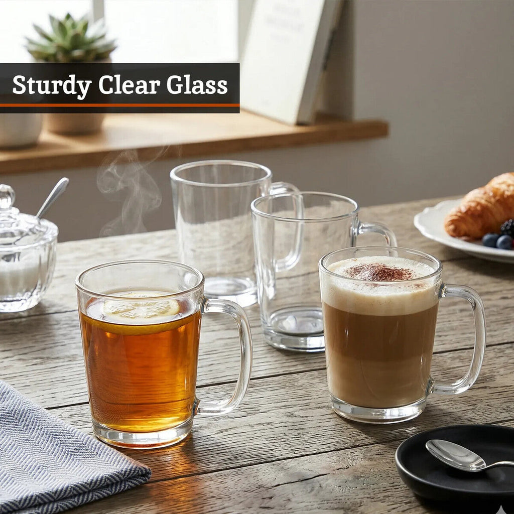 Set of Four Glass Clear Glass Mugs