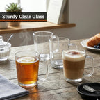 Set of Four Glass Clear Glass Mugs