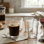 Set of Four Glass Clear Glass Mugs