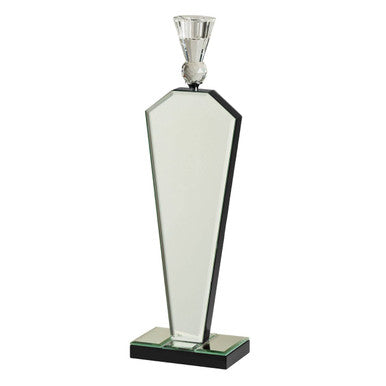 Large Mirrored Silver Tapered Candle Holder