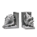 Set of 2 Conch Grey Dolomite Bookends