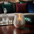 Silver Large Glass Candle Holder