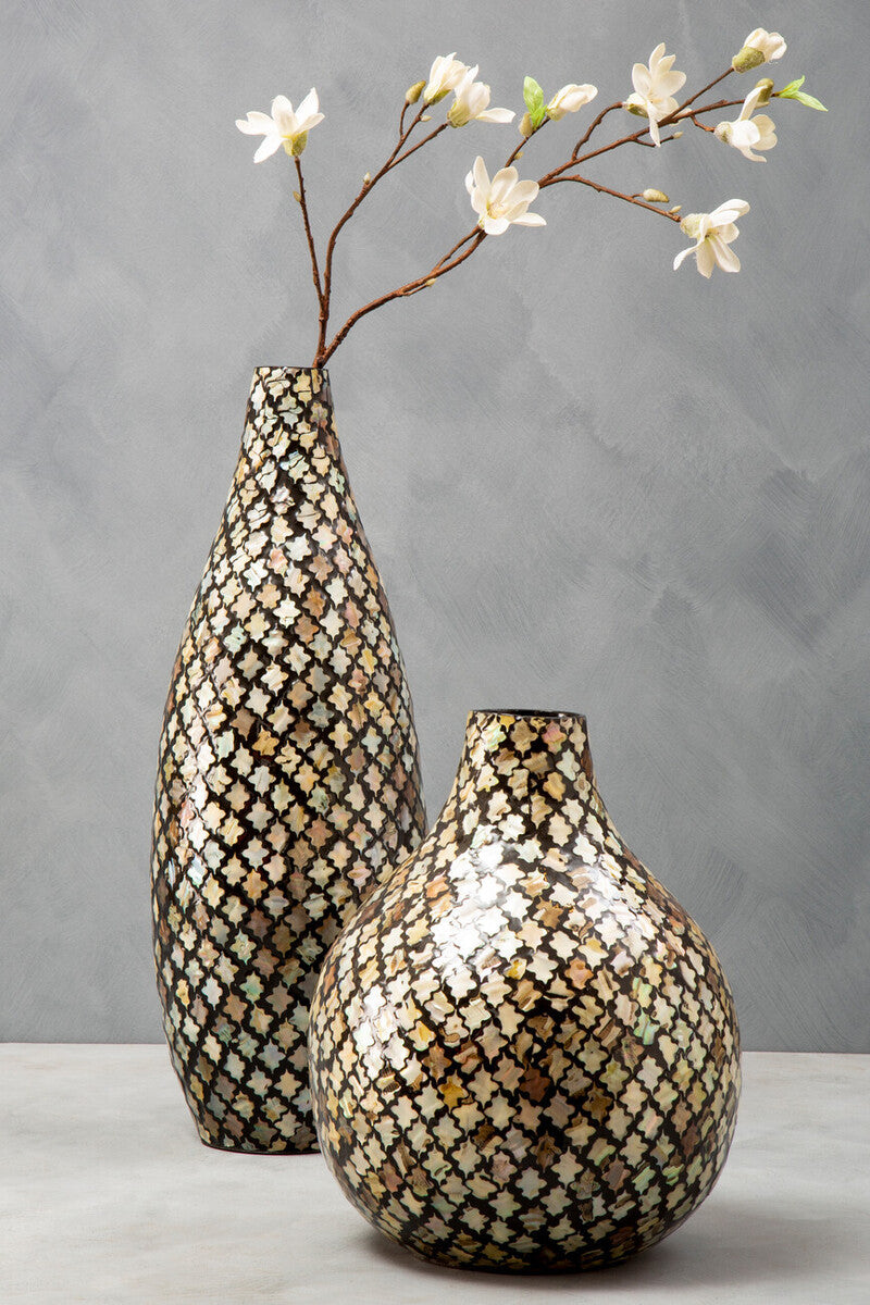 Mosaic Shell Inlay Bottle Vase