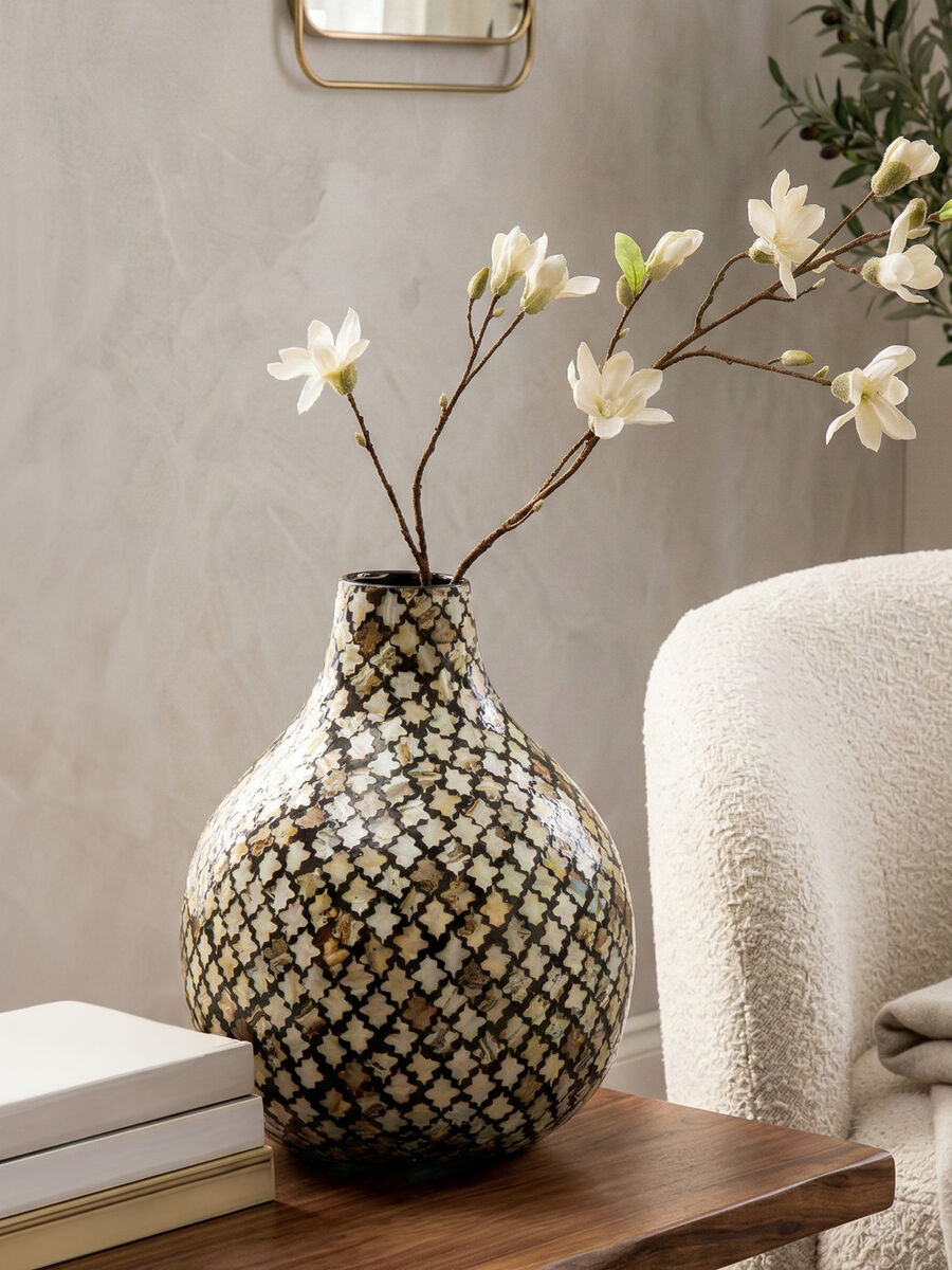Mosaic Shell Inlay Bottle Vase