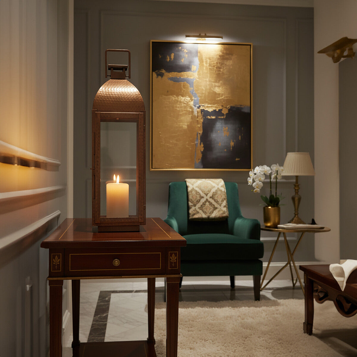 Large Lantern with Copper Finish