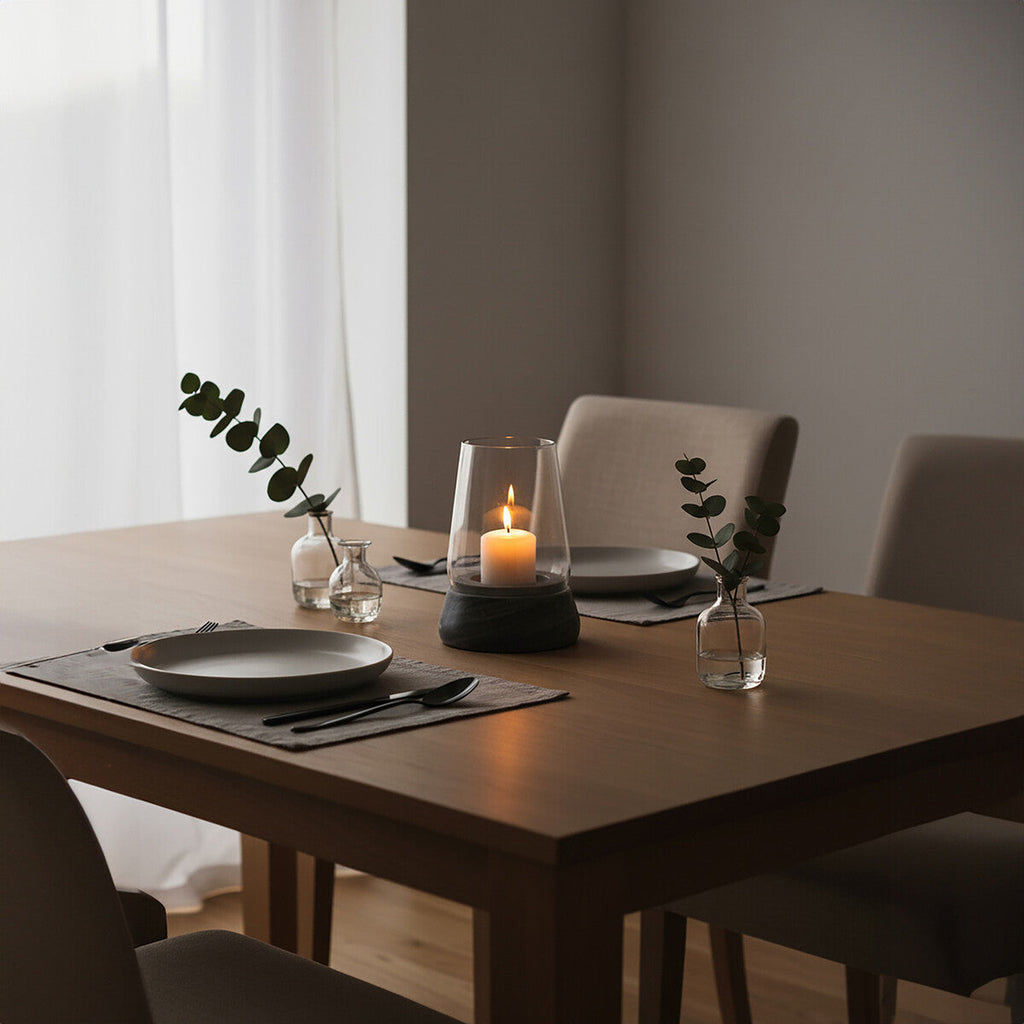 Complements Grey Marble and Glass Candle Holder