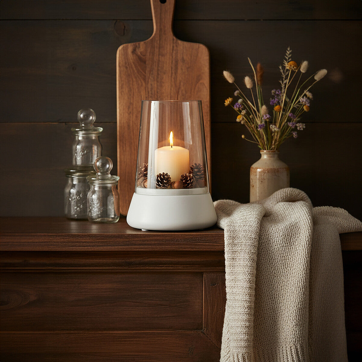 Hurricane Candle Holder with Marble Base