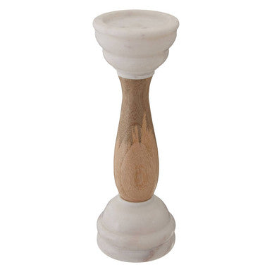 White Marble and Mango Wood Candle Holder