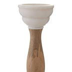 White Marble and Mango Wood Candle Holder