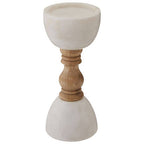 Large White Marble and Mango Wood Candle Holder