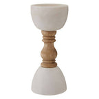 Large White Marble and Mango Wood Candle Holder