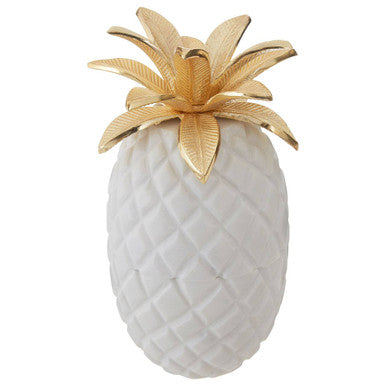 White Marble and Gold Pineapple Jar