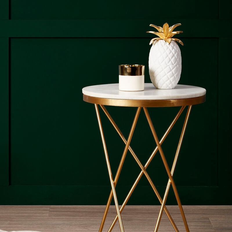 White Marble and Gold Pineapple Jar
