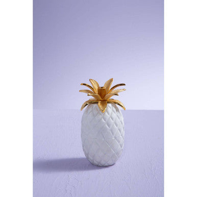 White Marble and Gold Pineapple Jar