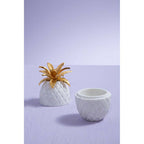 White Marble and Gold Pineapple Jar