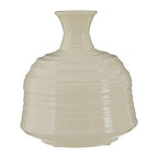 Cream Small Ribbed Ceramic Vase