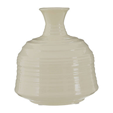 Cream Small Ribbed Ceramic Vase