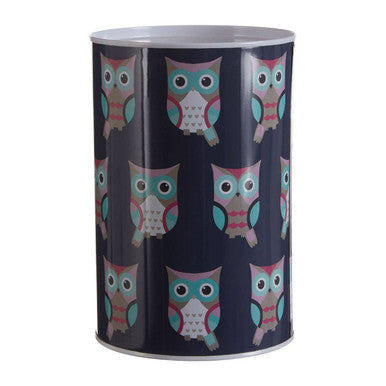Large Blue Woodland Owl Money Tin