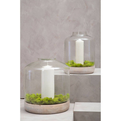 Grey Bottle Neck Small Hurricane Candle Holder
