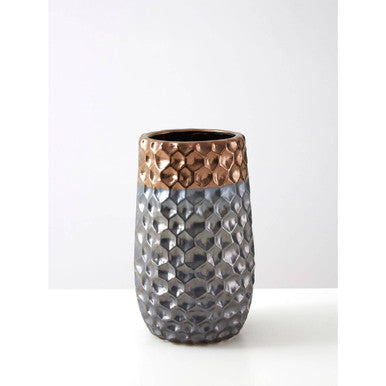 Small Ceramic Vase with Metallic Finish
