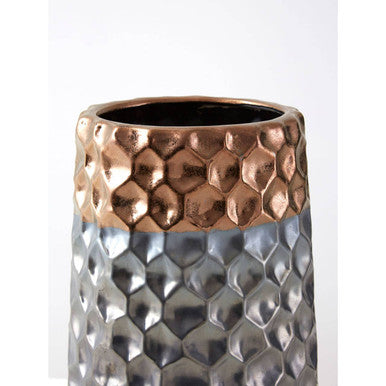 Small Ceramic Vase with Metallic Finish