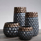Small Ceramic Vase with Metallic Finish