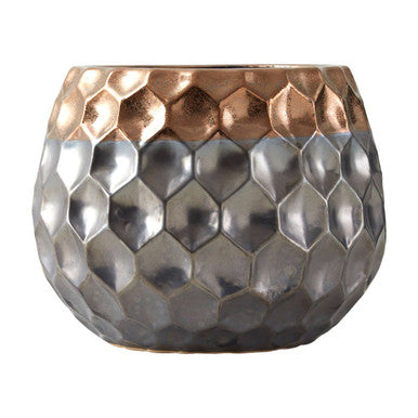 Large Ceramic Planter with Metallic Finish