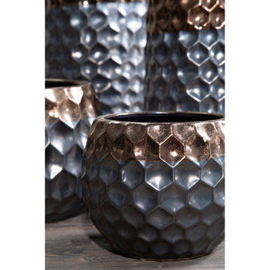 Large Ceramic Planter with Metallic Finish