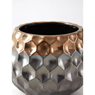 Large Ceramic Planter with Metallic Finish