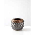 Small Ceramic Planter with Metallic Finish