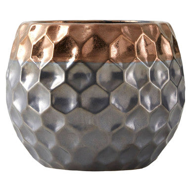 Small Ceramic Planter with Metallic Finish