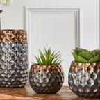 Small Ceramic Planter with Metallic Finish