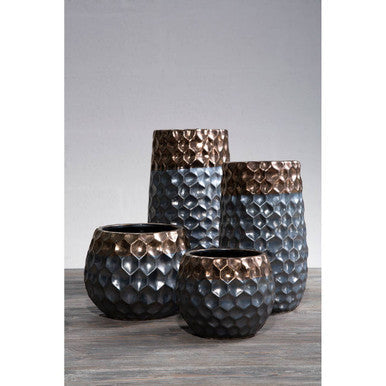 Small Ceramic Planter with Metallic Finish