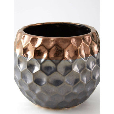 Small Ceramic Planter with Metallic Finish
