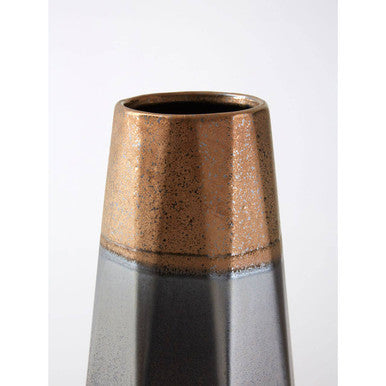 Flat-Sided Silver Small Metallic Vase