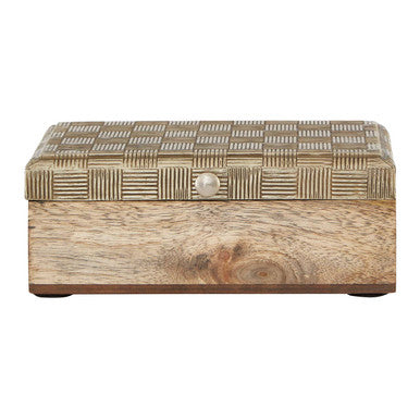 Metallic Hatched Small Trinket Box