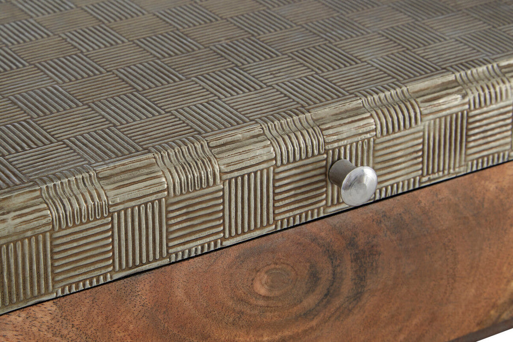 Metallic Hatched Small Trinket Box