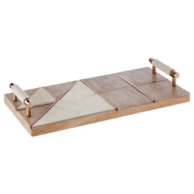 Cowhide and Wood Tray