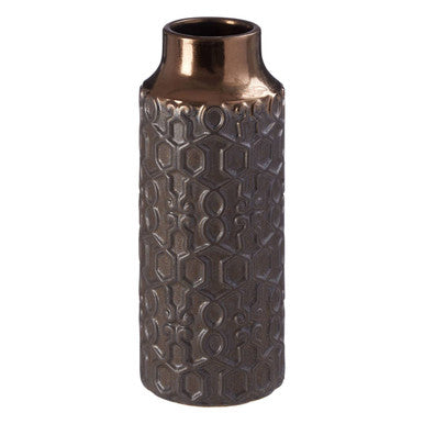 Geometric Gold and Grey Small Ceramic Vase