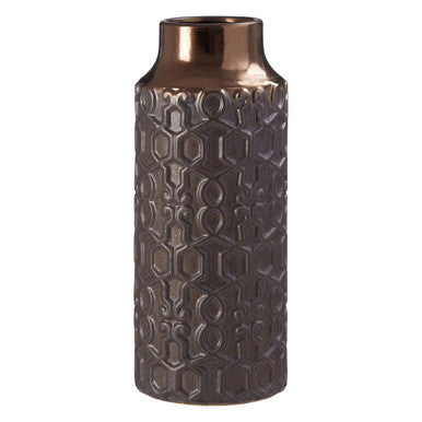 Geometric Gold and Grey Small Ceramic Vase