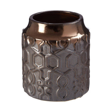 Gold and Grey Layered Small Ceramic Planter